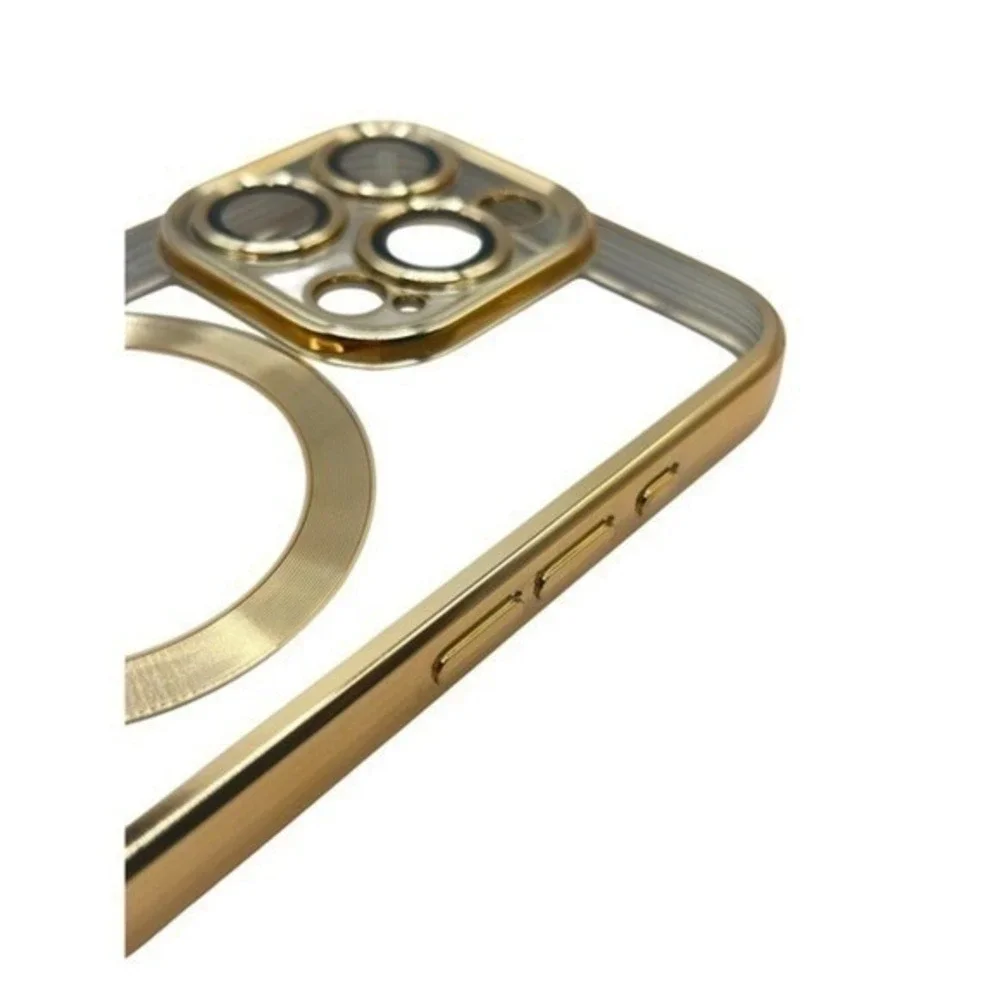 iPhone 15 Pro Max Clear Protective Case Gold Metallic Trim NEW‎